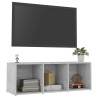 Meuble TV gris béton 107x35x37 cm bois d’ingénierie 