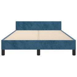 Cadre de lit sans matelas bleu foncé 120x190 cm velours 