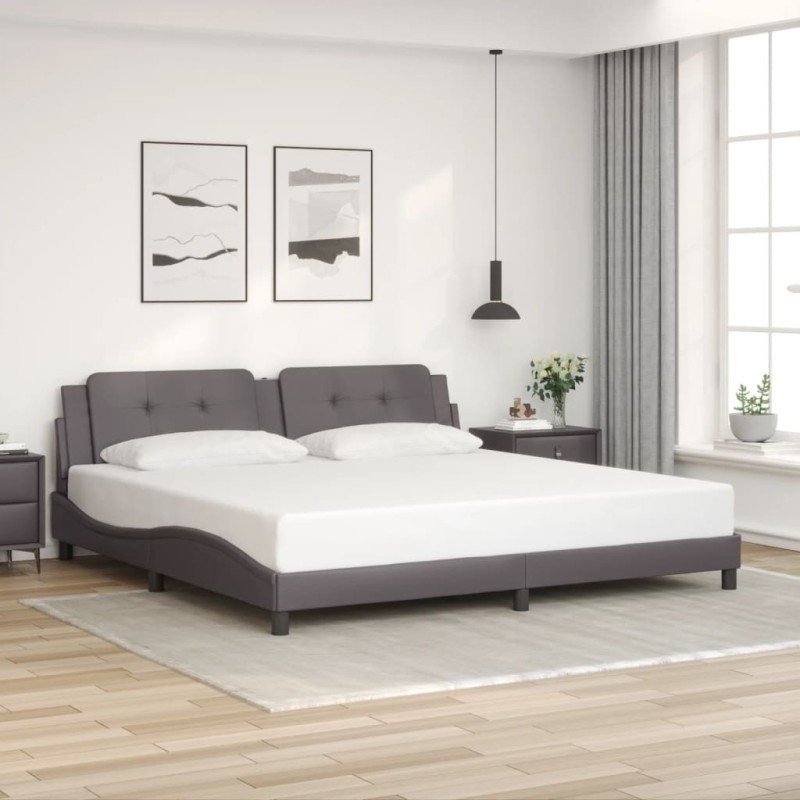 Cadre de lit sans matelas gris 200x200 cm similicuir 