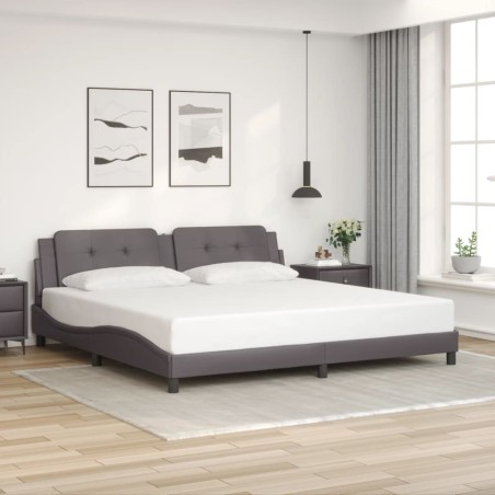 Cadre de lit sans matelas gris 200x200 cm similicuir 