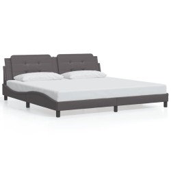 Cadre de lit sans matelas gris 200x200 cm similicuir 