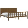 Cadre de lit sans matelas marron miel 200x200cm bois pin massif 