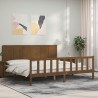 Cadre de lit sans matelas marron miel 200x200cm bois pin massif 