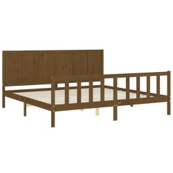 Cadre de lit sans matelas marron miel 200x200cm bois pin massif 