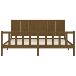 Cadre de lit sans matelas marron miel 200x200cm bois pin massif 