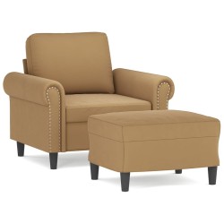 Fauteuil avec repose-pied Marron 60 cm Velours 