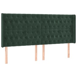 Tête de lit avec oreilles Vert foncé 203x16x118/128 cm Velours 