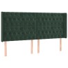 Tête de lit avec oreilles Vert foncé 203x16x118/128 cm Velours 