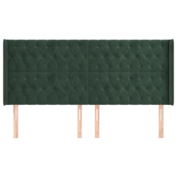 Tête de lit avec oreilles Vert foncé 203x16x118/128 cm Velours 
