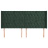 Tête de lit avec oreilles Vert foncé 203x16x118/128 cm Velours 