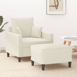 Fauteuil avec repose-pied Crème 60 cm Velours 