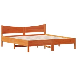 Cadre de lit sans matelas cire marron 200x200cm bois pin massif 
