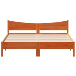 Cadre de lit sans matelas cire marron 200x200cm bois pin massif 