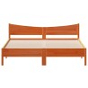 Cadre de lit sans matelas cire marron 200x200cm bois pin massif 