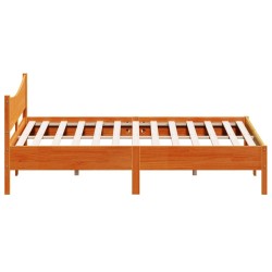 Cadre de lit sans matelas cire marron 200x200cm bois pin massif 