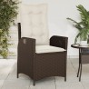 Chaises inclinables de jardin lot de 2 et coussins marron rotin 
