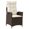 Chaises inclinables de jardin lot de 2 et coussins marron rotin 