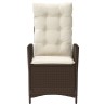 Chaises inclinables de jardin lot de 2 et coussins marron rotin 