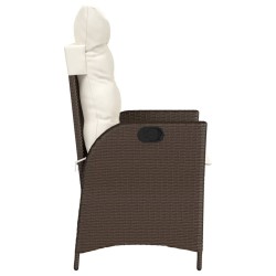 Chaises inclinables de jardin lot de 2 et coussins marron rotin 
