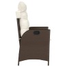 Chaises inclinables de jardin lot de 2 et coussins marron rotin 