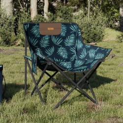 Chaise de camping avec poche pliable lot de 2 motif de feuille 
