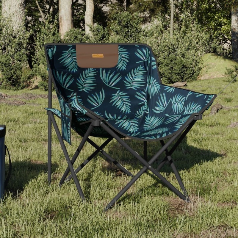 Chaise de camping avec poche pliable lot de 2 motif de feuille 