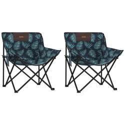 Chaise de camping avec poche pliable lot de 2 motif de feuille 