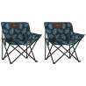 Chaise de camping avec poche pliable lot de 2 motif de feuille 