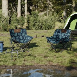 Chaise de camping avec poche pliable lot de 2 motif de feuille 