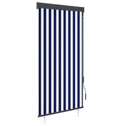 Store roulant d'extérieur 100x250 cm Bleu et blanc 