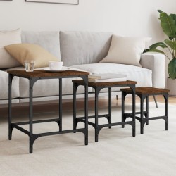 Tables basses gigognes 3 pcs chêne marron bois d'ingénierie 