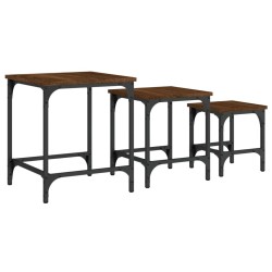 Tables basses gigognes 3 pcs chêne marron bois d'ingénierie 