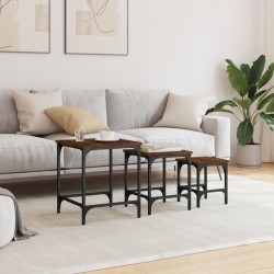 Tables basses gigognes 3 pcs chêne marron bois d'ingénierie 