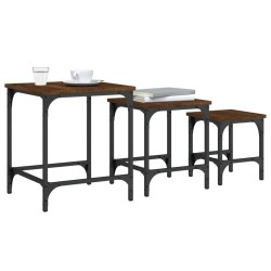 Tables basses gigognes 3 pcs chêne marron bois d'ingénierie 