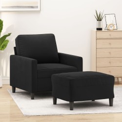 Fauteuil avec repose-pied Noir 60 cm Velours 