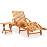 Chaise longue de jardin avec table et coussin Bois d'acacia 