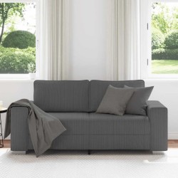 Canapé causeuse gris foncé 140 cm tissu velours côtelé 