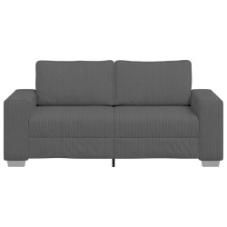 Canapé causeuse gris foncé 140 cm tissu velours côtelé 
