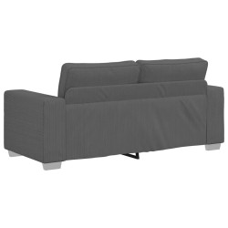 Canapé causeuse gris foncé 140 cm tissu velours côtelé 