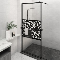 Paroi de douche avec étagère Noir 90x195 cm Verre ESG&Aluminium 