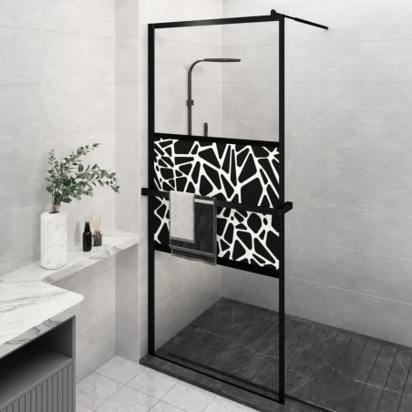 Paroi de douche avec étagère Noir 90x195 cm Verre ESG&Aluminium 