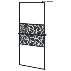Paroi de douche avec étagère Noir 90x195 cm Verre ESG&Aluminium 
