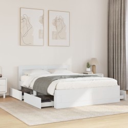 Cadre de lit et tête de lit sans matelas blanc 135x190 cm 