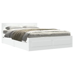 Cadre de lit et tête de lit sans matelas blanc 135x190 cm 