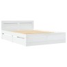 Cadre de lit et tête de lit sans matelas blanc 135x190 cm 
