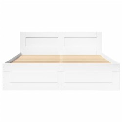 Cadre de lit et tête de lit sans matelas blanc 135x190 cm 