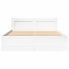 Cadre de lit et tête de lit sans matelas blanc 135x190 cm 