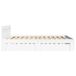 Cadre de lit et tête de lit sans matelas blanc 135x190 cm 