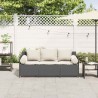 Canapé de jardin avec coussins 3 places noir résine tressée 