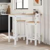 Ensemble de bar 3 pcs Blanc Bois de pin massif 